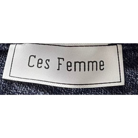 CES FEMME 3/4 SLEEVE COLD SHOULDER SWEATER TOP, WOMENS, L, DARK HEATHER BLUE - Picture 9 of 10